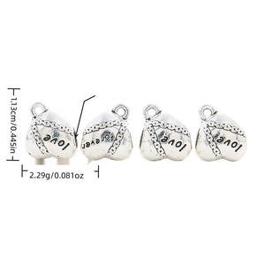 Love Heart Large Hole Bead in Antique Silver Tone Jewelry Making Component