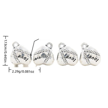 Love Heart Large Hole Bead in Antique Silver Tone Jewelry Making Component