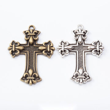Flared Cross Metal Charm In 2 Finish Options for Jewelry Making