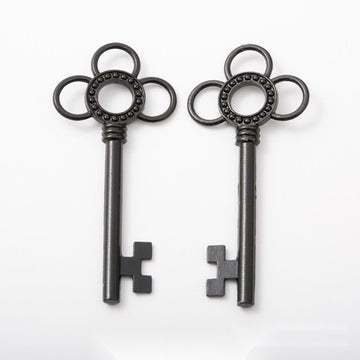 Flower-Bow Skeleton Key Metal Charms in 1 Pictured Finish