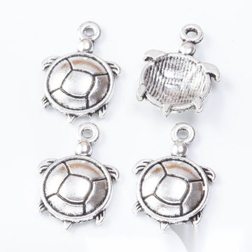 Round Open Shell Turtle Connectors in Antique Silver