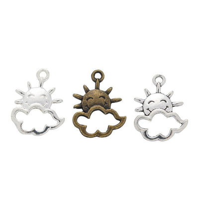 Cloud Face Sun Charm finish assortment on a white background