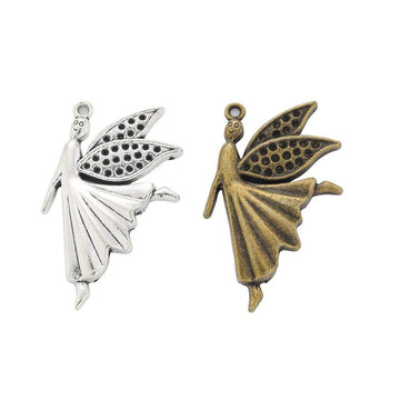Layered Winged Angel Metal Charms in Two Antique Finishes