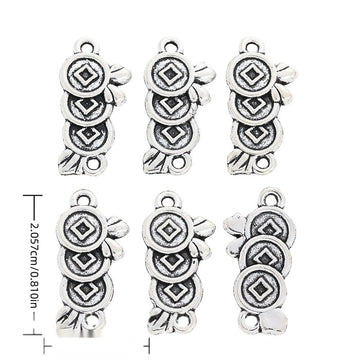 Stacked Coin Metal Charms in Antique Silver Finish