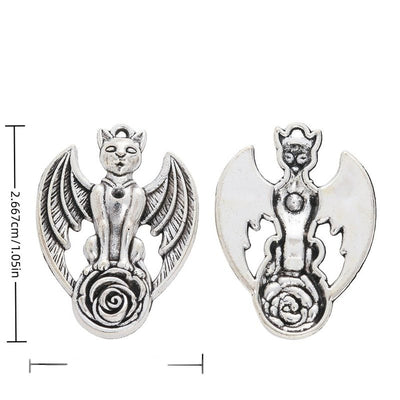 Gothic Bat metal charm displaying front and reverse sides
