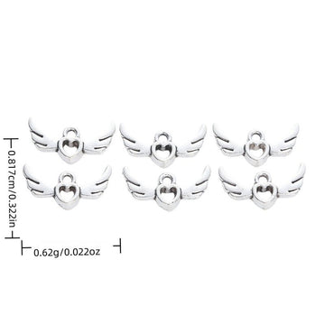 Winged Heart Bead Alloy Bead in Antique Silver Finish