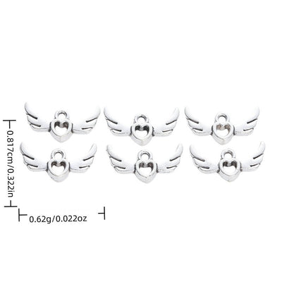 Winged Heart Bead components shown from the front in all pictured options