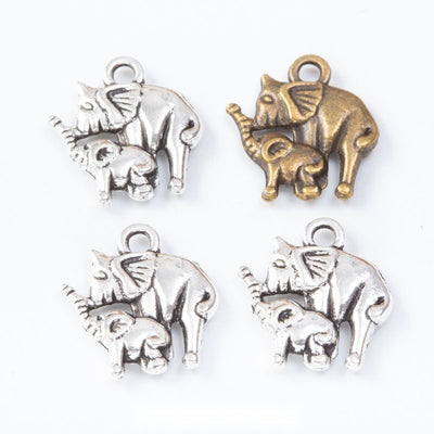 Front and finish comparison of elephant pair charm