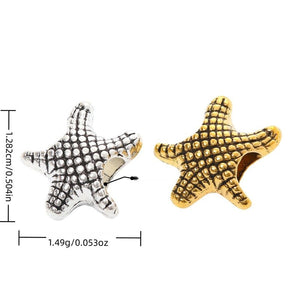 Textured Starfish Slider Bead in 2 Metal Finishes for Jewelry Making