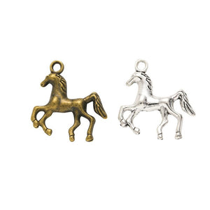 Antique Metal Walking Horse Charm Pendant With Textured Detail, 2 Finishes