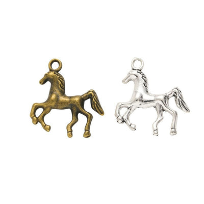 Walking Horse Charm Pendant finish comparison showing a walking horse profile with raised mane detail