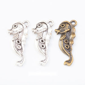 Curled Seahorse Metal Charm Pendant For Jewelry Making And Craft Projects