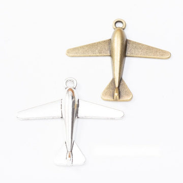 Three Dimensional Airplane Charm In 2 Metal Finishes For Jewelry Making