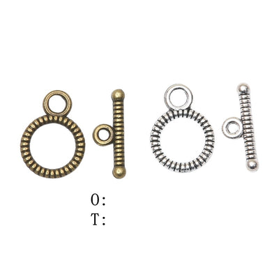 Coil Textured Ring and Bar Toggle Clasp Jewelry Component shown in front and back product view