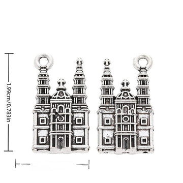 Cathedral Charm with a detailed twin-tower cathedral facade in Antique Silver