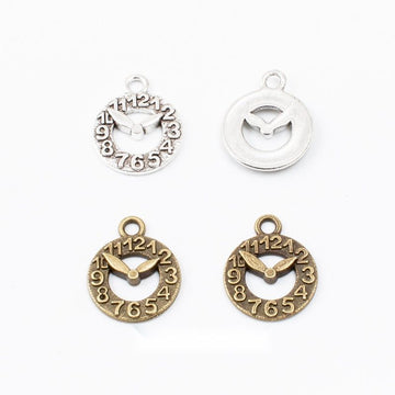 Open Face Clock Charm Metal Jewelry Making Pieces In 2 Styles