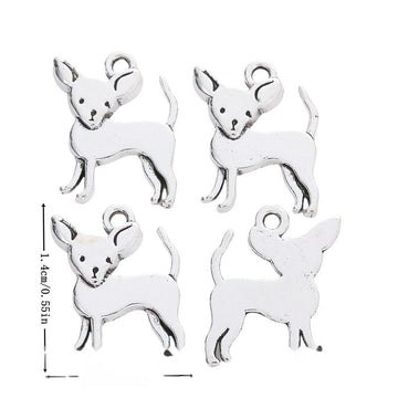 Pointed Ear Dog Metal Charm in Textured Metal for Jewelry Making