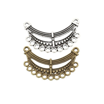 Seven Loop Curved Bar Connector In 2 Metal Finishes For Jewelry Making