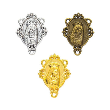 Religious Portrait Two Loop Connectors in 3 Metal Finish Options