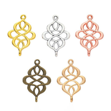 Open Chinese Knot Two Loop Connector in Multiple Metal Finishes for Jewelry Making