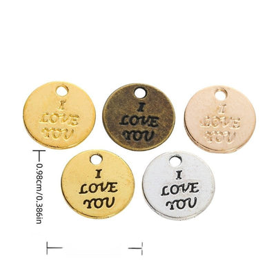 Finish overview of i love you round metal charm