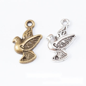 Peace Dove Charm with Olive Branch in Two Antique Finishes
