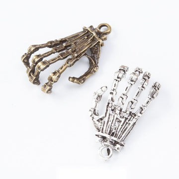 Vintage Skeleton Hand Charms in Multiple Finishes for Jewelry Making
