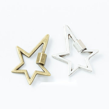 Antique Bronze and Silver Open Star Charms with Angled Bail