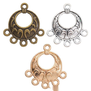 Five-Loop Round Floral Connector in Three Electroplated Finishes