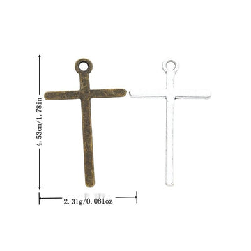 Plain Cross Charm with a slender plain cross in 2 Metal Finishes