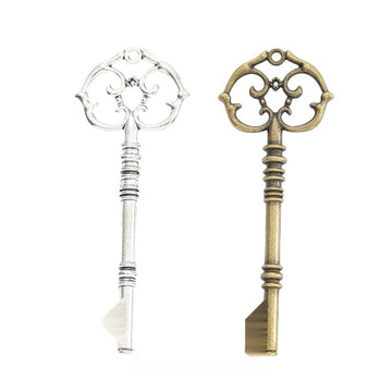 Ornate Skeleton Key Charm in Two Antique Metal Finishes
