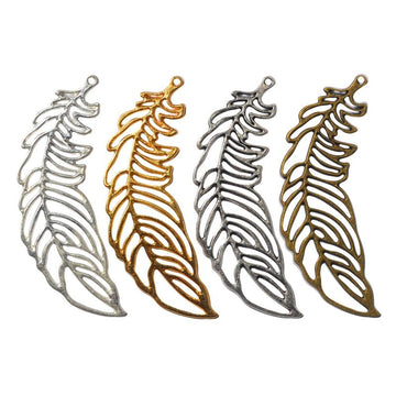 Large Openwork Feather Charms in Four Metal Finishes
