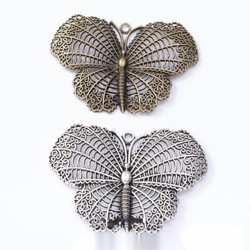 Openwork Textured Butterfly Metal Charm Pendant Jewelry Making Component