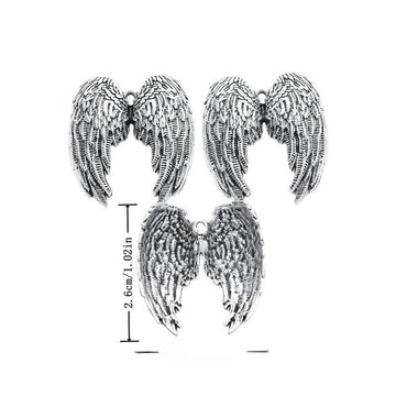 Paired Angel Wings Charm in Antique Silver Finish for Jewelry