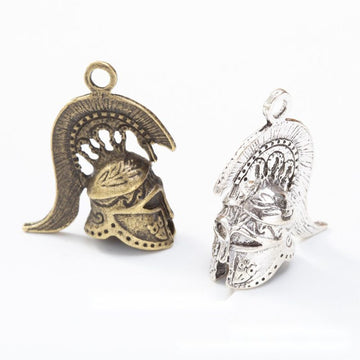 Vintage Finish Metal Roman Warrior Helmet Charms in 2 Style Options
