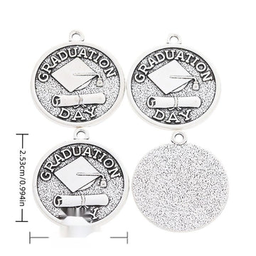 Graduation Day Medal Vintage Metal Charm Pendant for Jewelry Making