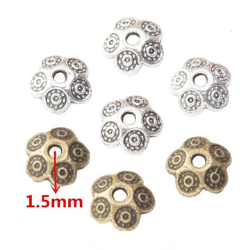 Rounded Flower Bead Cap in Bronze and Silver Tones