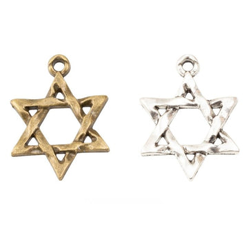 Open Star Of David Charm In Antique Bronze and Antique Silver Metal Finish