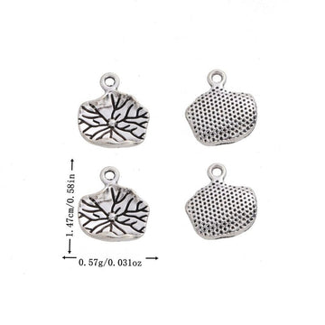 Textured Lotus Leaf Metal Charm Pendant Jewelry Making Component