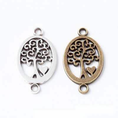 Oval Tree Connector metal component, front grouping showing the available finishes.