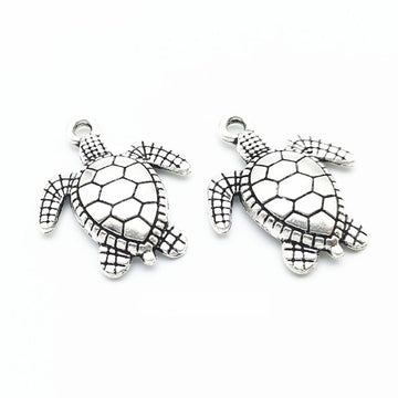 Sea Turtle Charm in Antique Silver for Jewelry Making