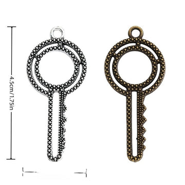 Round Head Key Metal Charms in Two Finishes for Jewelry Making