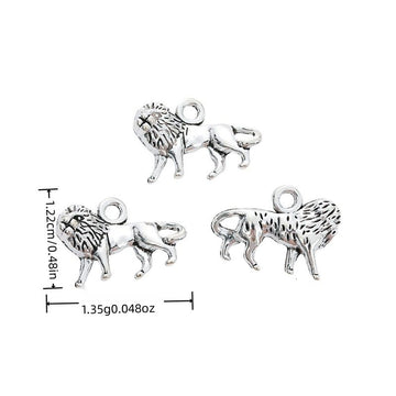 Walking Lion Metal Charm in Textured Metal for Jewelry Making