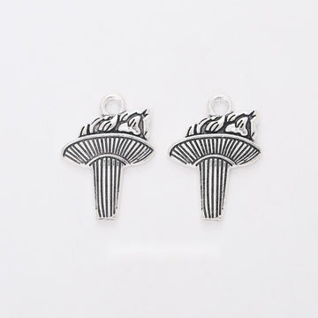 Striped Torch Metal Charms in Antique Silver Finish