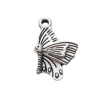 Side View Butterfly Charm in Antique Silver for Jewelry Making