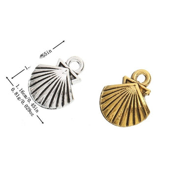 Scallop Shell Metal Charm In 2 Finish Options for Jewelry Making