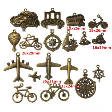 Mixed Antique Bronze Transportation and Travel Metal Charms