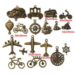 Mixed Antique Bronze Transportation and Travel Metal Charms