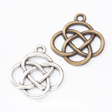 Interlaced Round Knot Metal Charm Pendant in Two Finishes