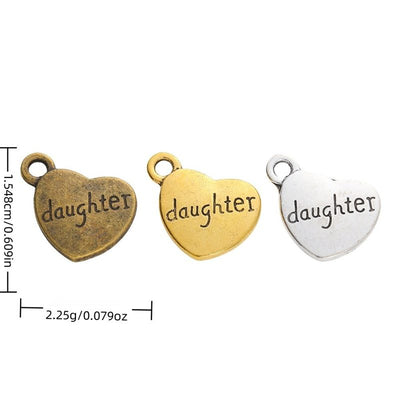 Finish overview of daughter engraved heart metal charm